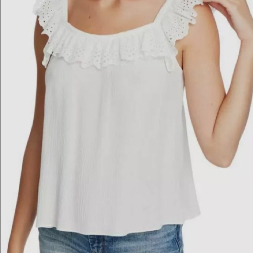 STATE eyelet ruffle tank